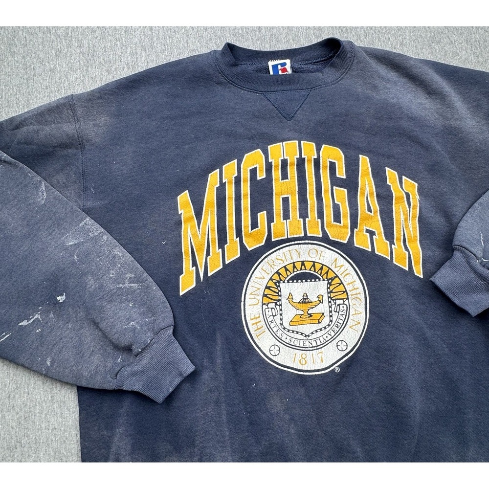 Russell Athletic Michigan Wolverines Sweatshirt Adult XL Blue‎ Crewneck VTG 90s